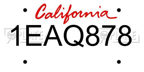 1EAQ878 California License Plate