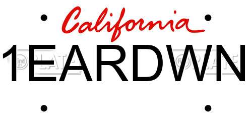 1EARDWN California License Plate