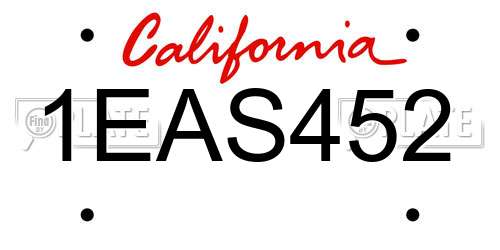 1EAS452 California License Plate