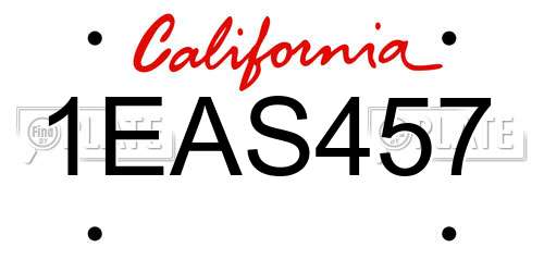1EAS457 California License Plate