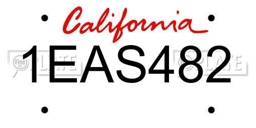 1EAS482 California License Plate
