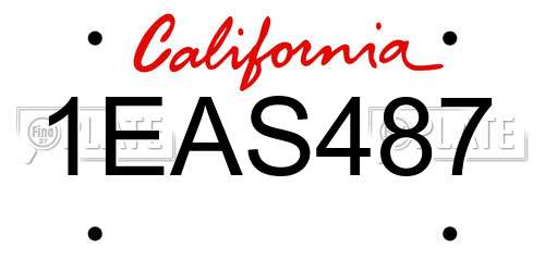 1EAS487 California License Plate