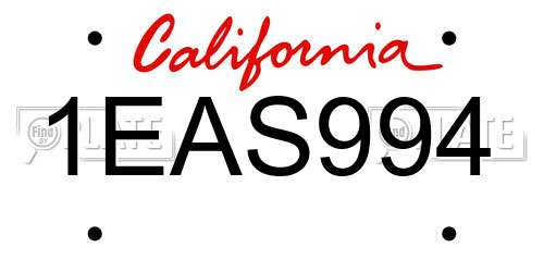 1EAS994 California License Plate