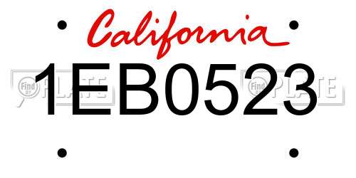 1EB0523 California License Plate