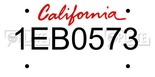 1EB0573 California License Plate