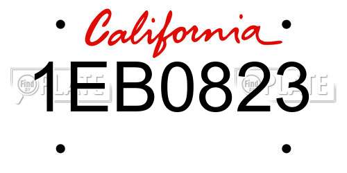 1EB0823 California License Plate
