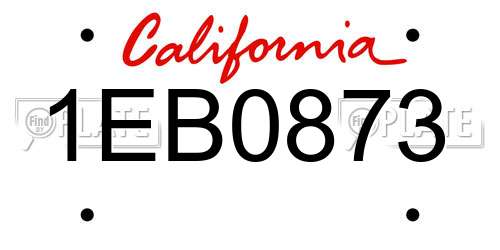 1EB0873 California License Plate