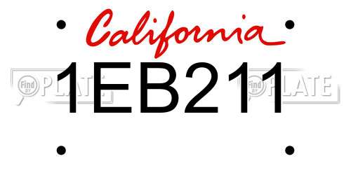 1EB211 California License Plate