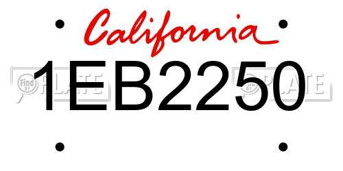 1EB2250 California License Plate