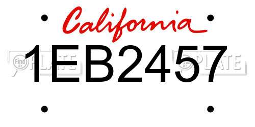 1EB2457 California License Plate