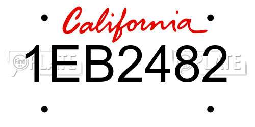 1EB2482 California License Plate