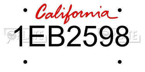 1EB2598 California License Plate