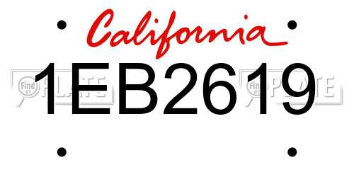 1EB2619 California License Plate
