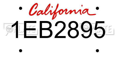 1EB2895 California License Plate