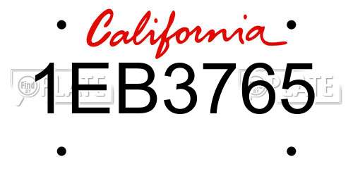 1EB3765 California License Plate