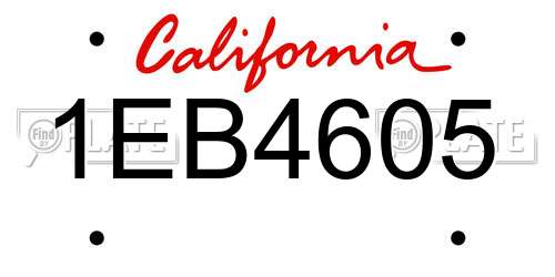 1EB4605 California License Plate