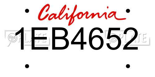 1EB4652 California License Plate