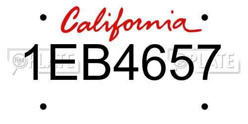 1EB4657 California License Plate