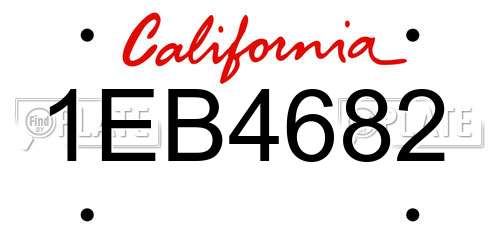 1EB4682 California License Plate