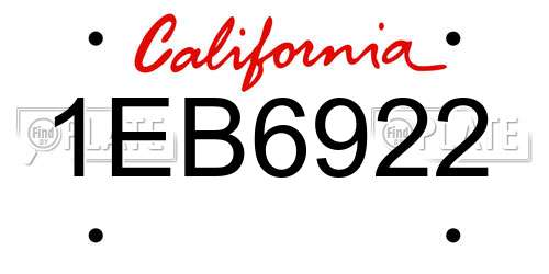 1EB6922 California License Plate