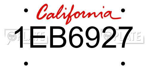 1EB6927 California License Plate