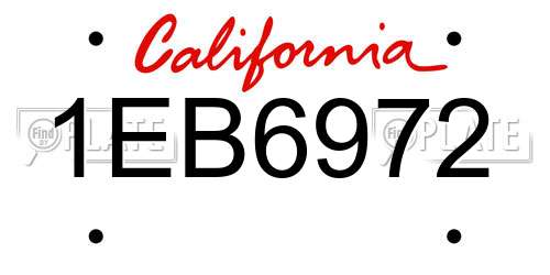 1EB6972 California License Plate