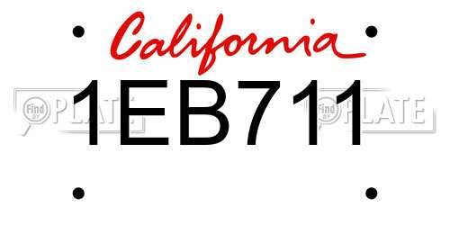 1EB711 California License Plate