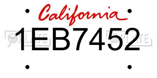 1EB7452 California License Plate