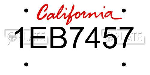 1EB7457 California License Plate
