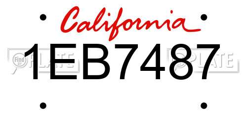 1EB7487 California License Plate