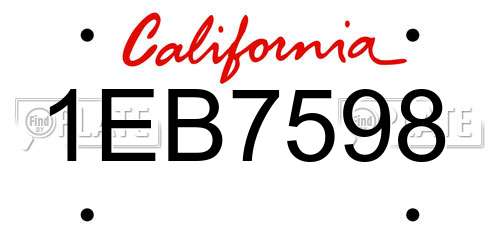 1EB7598 California License Plate