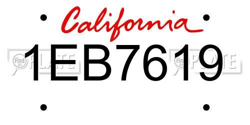 1EB7619 California License Plate
