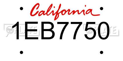 1EB7750 California License Plate