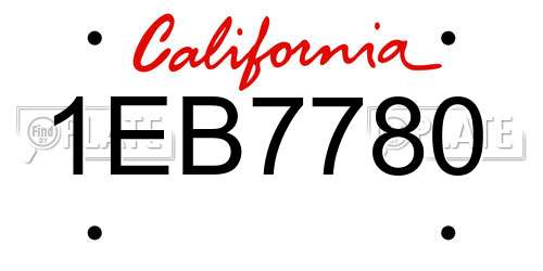 1EB7780 California License Plate
