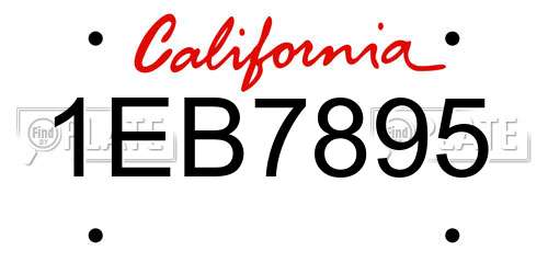 1EB7895 California License Plate