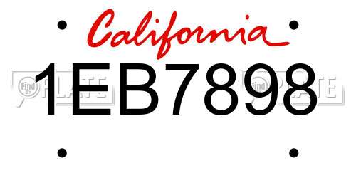 1EB7898 California License Plate