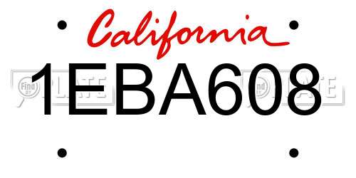 1EBA608 California License Plate