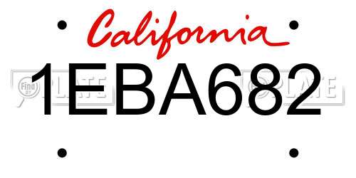 1EBA682 California License Plate