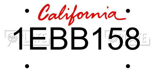 1EBB158 California License Plate