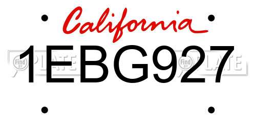 1EBG927 California License Plate