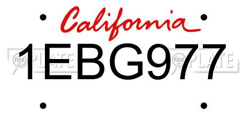 1EBG977 California License Plate