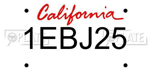 1EBJ25 California License Plate