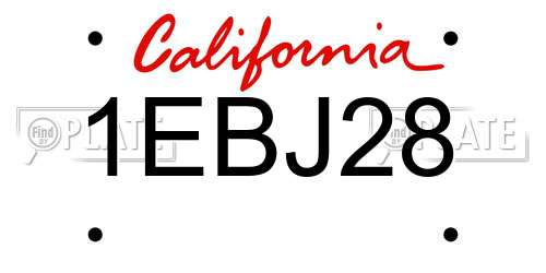 1EBJ28 California License Plate