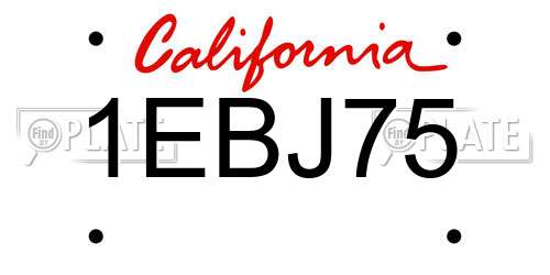 1EBJ75 California License Plate