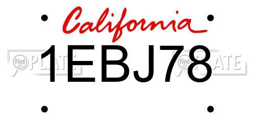 1EBJ78 California License Plate