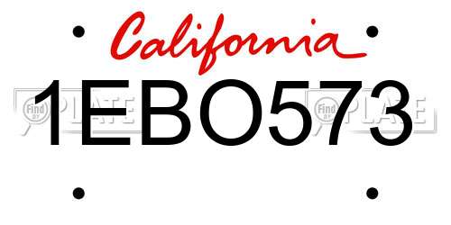 1EBO573 California License Plate