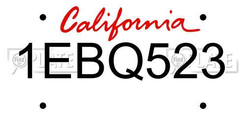 1EBQ523 California License Plate