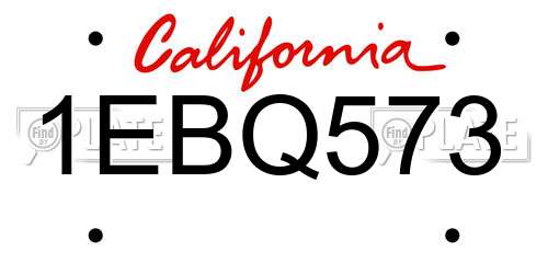 1EBQ573 California License Plate