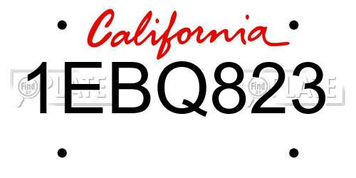 1EBQ823 California License Plate