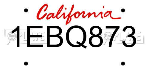 1EBQ873 California License Plate
